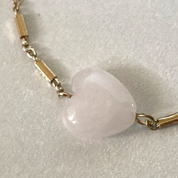Signed LOFT Gold Tone Chain pink heart stone Bracelet preloved - Picture 6 of 6